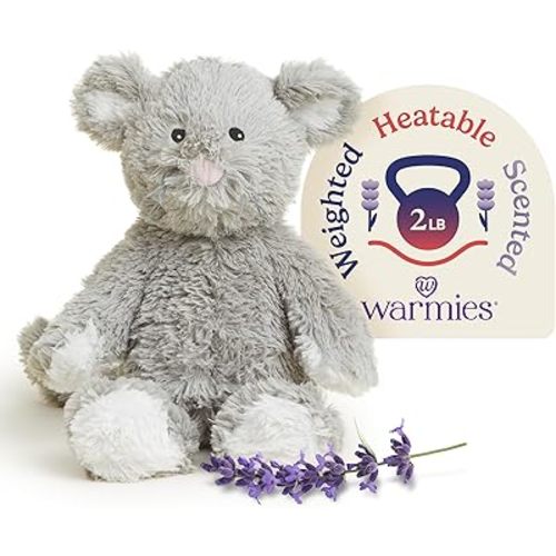 warmies Microwavable & Weighted Stuffed Animals, Mouse - Heated Stuffed Animal Plushie for Warmth & Comfort - Cute Soft Plush Toys for Adults & Children (Boys, Girls, Babies & Toddlers)