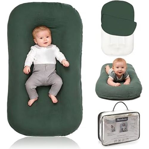 Baby Lounger - Snuggle Cozy Me Infant Lounger for Newborns | Breathable & Soft, Portable Awake-Time Pad, Essential Baby Gift (Lounger Cover Included)