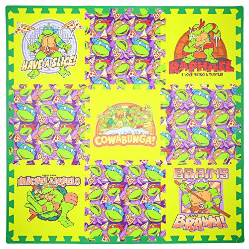 Teenage Mutant Ninja Turtles Kids Foam Mat, Interlocking Puzzle Non Slip Flooring Tiles, Multi, 36 x 36 Inches, 9 Tiles