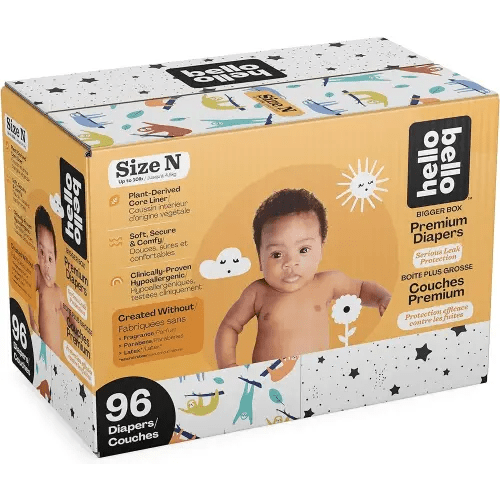 Hello Bello Diapers, Size Newborn (NB, Up to 10 lbs), 96 Count of Premium Disposable Baby Diapers in Umbrella and Koala Kids Designs, Hypoallergenic with Soft, Cloth-Like Feel