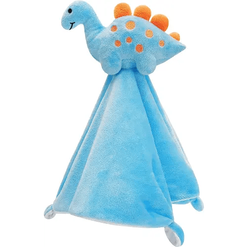 Pro Goleem Dinosaur Security Blanket Soft Loveys for Babies for Boys and Girls Newborn Lovie Infant Blankie Snuggle Toy Stuffed Animal Baby Gifts Blue 14 Inch