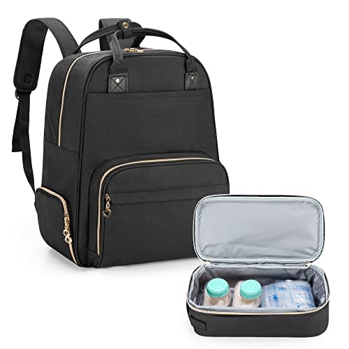 BAFASO Wearable Breast Pump Bag with Cooler and Laptop Sleeve (Compatible with Willow and Elvie Breast Pump), Breast Pump Backpack for Wearable Breast Pump (Patent Pending), Black