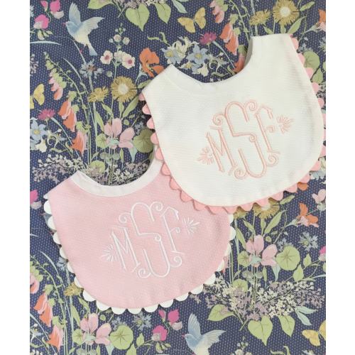 Monogrammed Bib with Ric Rac, baby shower gift, personalized baby gift