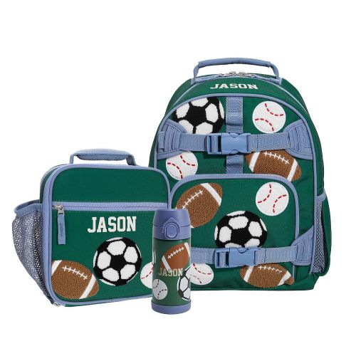 Mackenzie Green Sports Chenille Backpack & Lunch Bundle, Set of 3