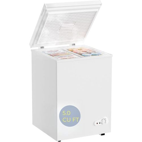 Bodacious Ultra Quiet Deep Freezer - 5.0 Cu Ft Compact Chest Freezer with Fast Freeze Performance, Low Power Consumption, Ideal for Home, Restaurant, and Small Shops