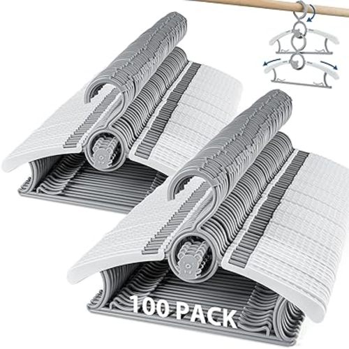 Baby Hangers 100 Pack Extendable Adjustable Kids Hangers, 11-14 Inches Non-Slip Plastic Toddler Hangers for Baby Kid Kids Children Infant Child,Stackable Kid Hangers for Closet Grey Bear