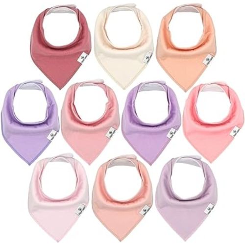 DiaperSquad's 10-Pack Baby Bibs for Drooling and Teething, Bibs for Boys, Baby Girl - Solid Cotton Baby Drool Bibs