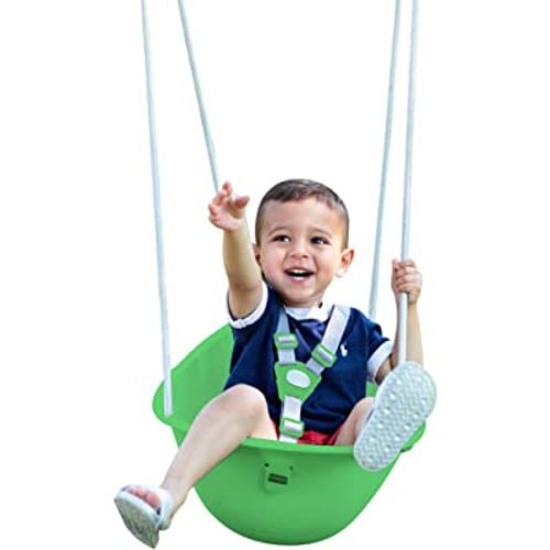 Swurfer Coconut Toddler Swing – Comfy Baby Swing Outdoor, 3- Point Adjustable Safety Harness, Secure, Safe Quick Click Locking System, Blister-Free Rope, Easy Installation, Ages 6-36 Months