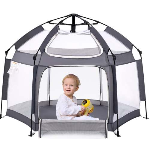 Babelio Foldable Baby Playpen with Canopy – Portable, Spacious & Sun-Protected