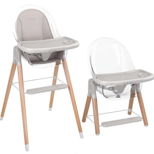 Children of Design 6-in-1 High Chair, Non-Reclinable, Cushioned, Wooden, Adjustable, 6 Months-6 Years, Gray