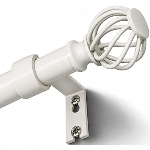 Curtain Rods for Windows 28-48 Inch(2.3-4Ft), White Small Decorative Curtain Rod Adjustable, Heavy Duty 1 Inch Drapery Rod for Living Room Bedroom Kitchen Small Windows
