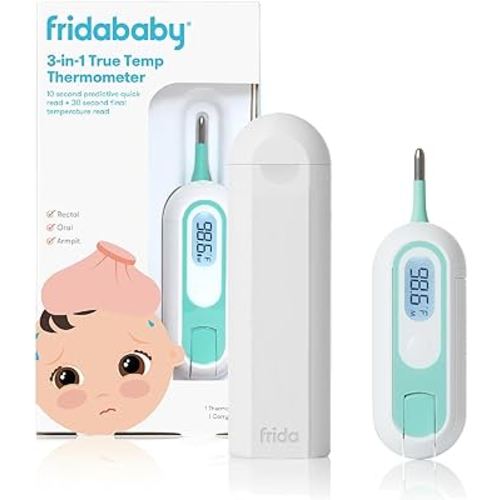 Frida Baby 3-in-1 Rectal, Underarm & Oral Thermometer for Kids, Digital Baby Thermometer for Infants, Toddlers, & Kids, FSA/HSA Eligible