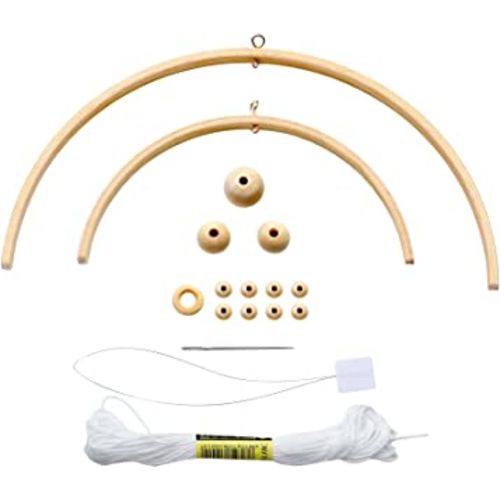 Tatuo Nursery Mobile Crib Bed Bell Ceiling Wooden Wind Chime Hanging DIY Wooden Frame Ornaments Handmade Kit for Infant Toys Nursing Accessories Nurse Charms (Semi-Circular)