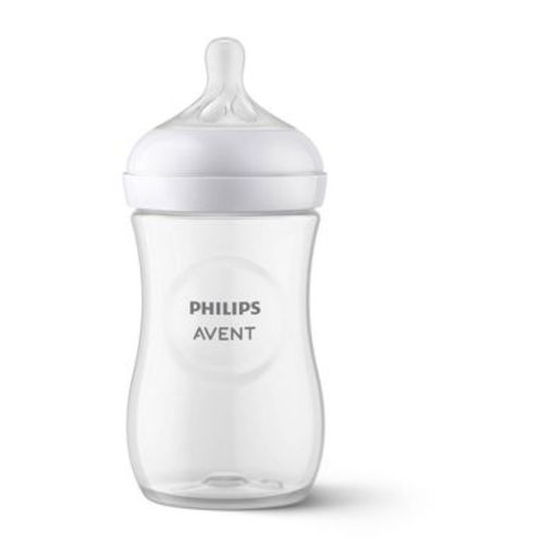 Philips Avent Natural Baby Bottle with Response Nipple - Clear - 9oz: BPA-Free Plastic & Silicone, Fast Flow