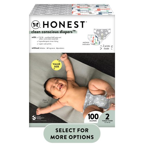 The Honest Company, Clean Conscious Disposable Baby Diapers, Size 2, 100 Count (Select for More Options)
