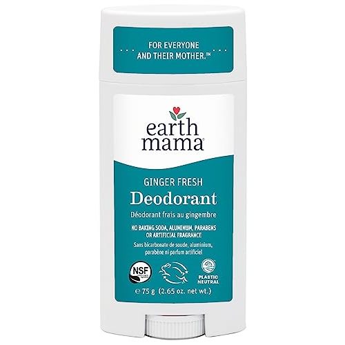 Earth Mama Ginger Fresh Deodorant | Safe for Sensitive Skin, Pregnancy and Breastfeeding, Contains Organic Ginger and Lime, No Baking Soda or Aluminum, 2.65-Ounce
