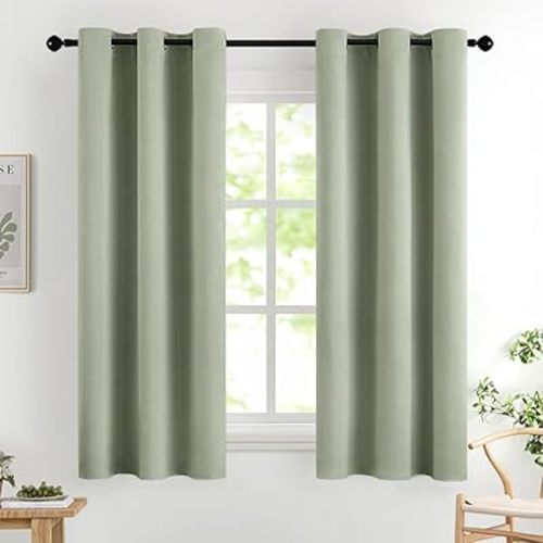 MIULEE Room Darkening Curtains Thermal Insulated Drapes Solid Window Treatment Set Grommet Top Light Blocking Blackout Curtain for Living Room/Bedroom 2 Panels 42 x 63 inch Sage Green