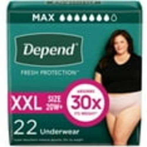 Depend Fresh Protection Incontinence Underwear for Women, Adult Diapers, XXL, 22 Count