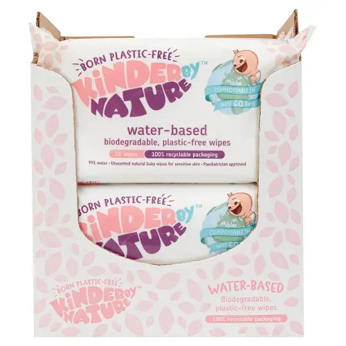 Kinder by Nature Water-Based Baby Wipes - 56 Count (Case of 12 packs)