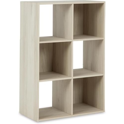 Signature Design by Ashley Socalle Modern 6 Cube Storage Organizer or Bookcase, Whitewash