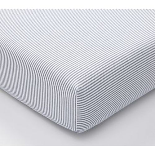 Organic Oxford Stripe Crib Fitted Sheet , Navy