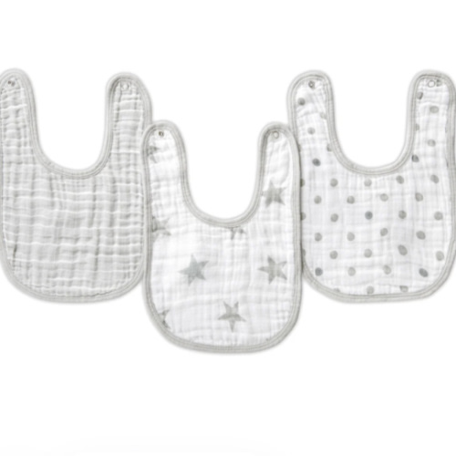 Dusty Cotton Muslin Snap Bib 3pk | aden + anais