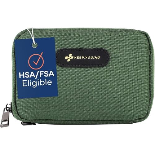 Keep Going Travel First Aid Kit for Kids – 130 Pc. for Car, Purse, Diaper Bag, Backpack, & Suitcase, with Latex-Free Bandages – 7 x 5 x 2 in. Travel First Aid Kit TSA-Approved