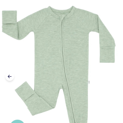 Heather Sage Ribbed Zippy - Little Sleepies
