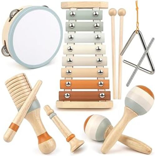 Baby Musical Instruments, Montessori Toys for 1 year old, Musical toys for toddlers 1-3 with Modern Boho Xylophone for Kids Preschool Educational birthday gift