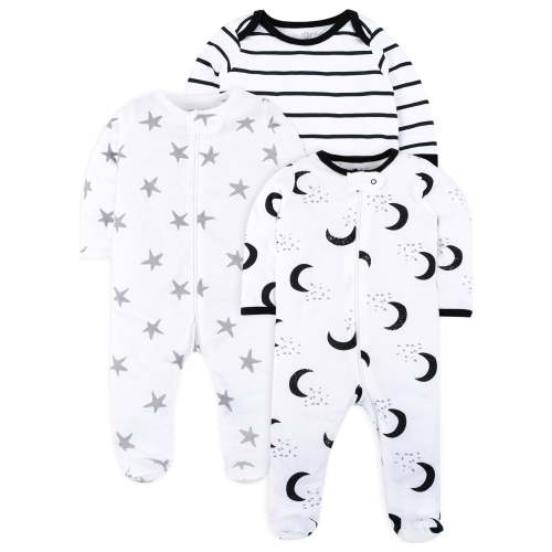 Little Star Organic Baby Unisex 3Pk Sleep n Play, Size NB-9M
