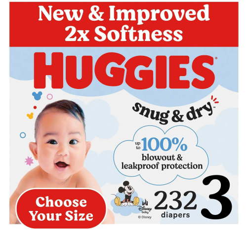 Huggies Snug & Dry Baby Diapers, Sizes 3-8