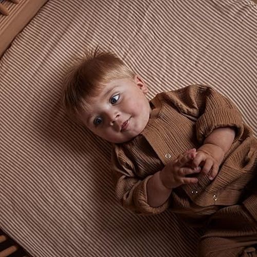 Organic Cotton Muslin Fitted Crib Sheet (Natural Stripe)