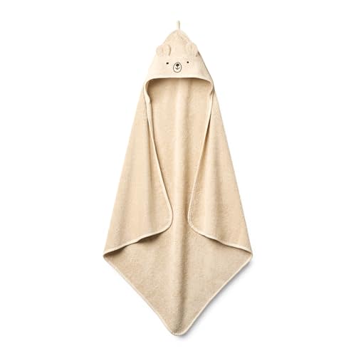 Huxie Baby Hooded Towel – Organic Cotton Baby Bath Towels – Baby Towels, Baby Bath Towels for Baby Boy, Baby Girl, 32" x 32" Super-Soft and Absorbent Baby Towels for Newborn (Bear - Fog)