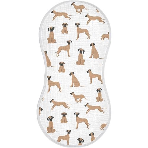 vvfelixl Muslin Burp Cloths Great Dane Baby Washcloths for Baby Girl Boys 2 Pack