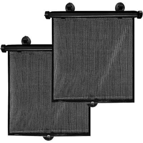 2 PCS Car Side Window Sun Shade, 19.7"×19.7" Retractable Car Roller Sunshade for Kids and Baby, Auto Window Shades Block Heat UV Rays and Glare Protection for Your Child