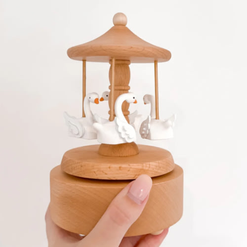 Heirloom Wooden Musical Carousel - Swan | Wyld Bub