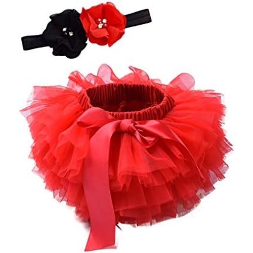 Tutu.kk Toddler Tutu Skirt for Baby Girl with Diaper Cover, Soft Baby Tutu Dress 0-36 Months with Flower Headband