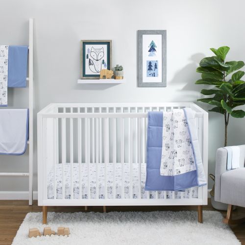 Little Star Organic Baby Infant Nursery Pure Organic Cotton Crib Bedding Set, 3 Pc, Blue-Wild at Heart