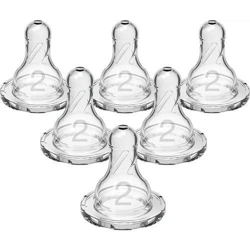 Dr. Brown’s Natural Flow Level 2 Narrow Baby Bottle Silicone Nipple, Medium Flow, 3m+, 100% Silicone Bottle Nipple, 6 Count