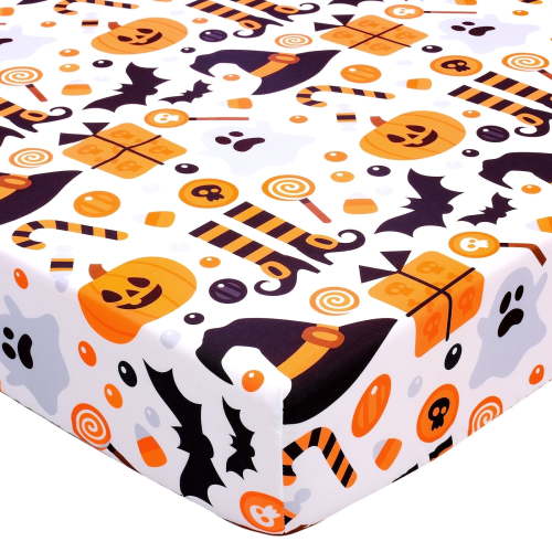 Pumpkin Crib Sheet for Boys Girls Pumpkin Ghost Fitted Crib Sheets for Standard Crib 52 X 28 Inch Toddler Crib Mattresses Sheet Gift