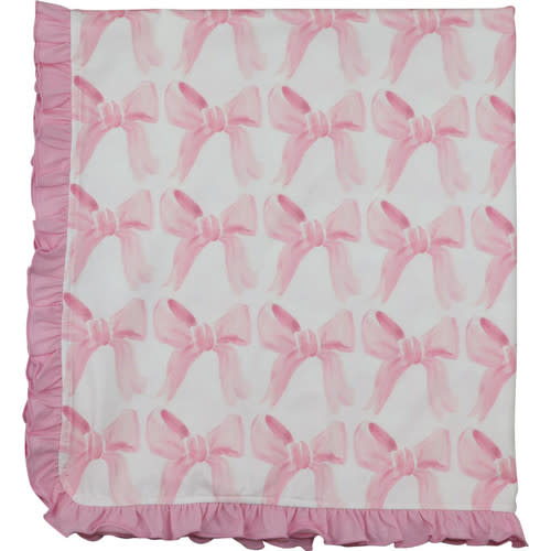 Pink Bow Knit Baby Blanket - Cecil and Lou