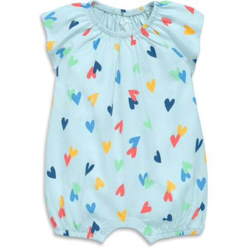 Baby Flutter Sleeve Shortie In Confetti Hearts, Saltwater Rainbow Hearts - Primary | Maisonette
