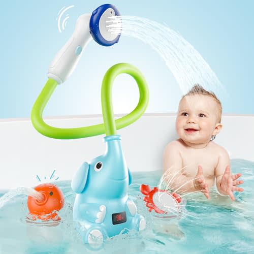 HEMRLY Bath Toys,Rechargable Bathtub Toy with 3 Shower Heasd for for Newborns Infants & Toddlers,Baby Bath Shower Head Toys for Toddlers,Baby Shower Bath Toys for Girls and Boys