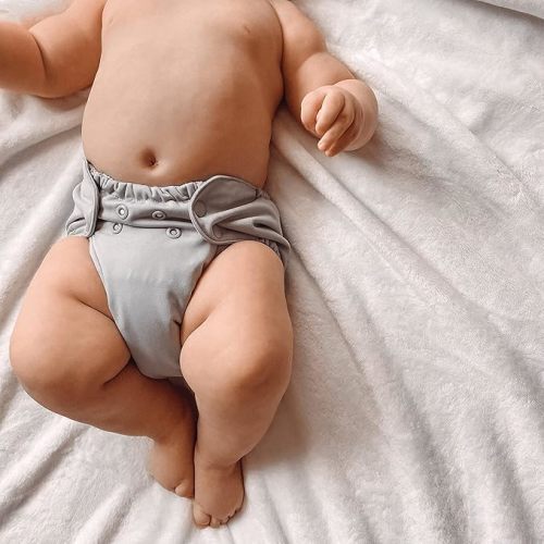 Esembly Cloth Diaper Outer, Swim Diaper, Waterproof Cloth Diaper Cover, Leak-Proof and Breathable Layer Over Prefolds, Flats or Fitteds, Reusable Diaper with Snap Closure - Size 1 (7-17lbs), Dove