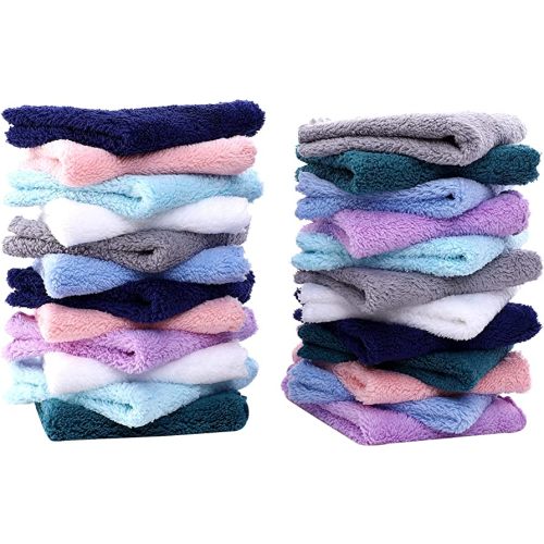 24 Pack Baby Washcloths - Ultra Soft Absorbent Wash Cloths for Baby and Newborn, Gentle on Sensitive Skin for Face and Body, 8" by 8" Multicolor