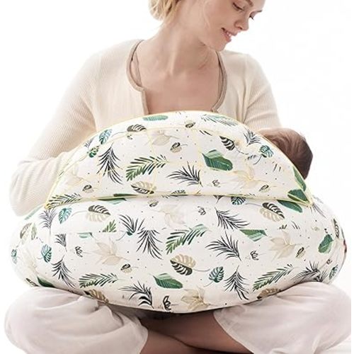 Momcozy Pioneering Safety Fence Nursing Pillow for Breastfeeding- Wider Feeding Pillows for More Support for Mom & Baby- Easier Nursing & Hand Free- Fit for All, Removable Cotton Cover