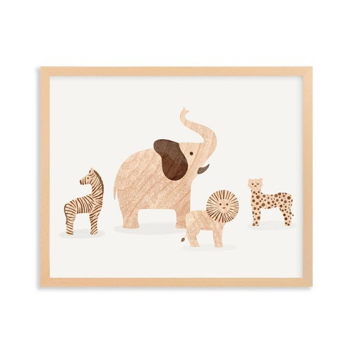 Minted® Wooden Safari Animals Framed Art by Dani Lugato