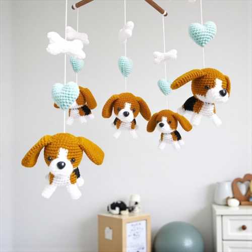 Beagle Puppy Crochet Baby Mobile, Dog Nursery Decor