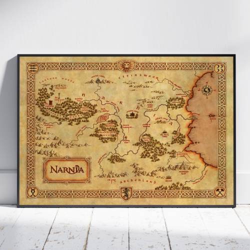 The Chronicles of Narnia Map Poster, Edmund Pevensie Wall Art, Rolled Canvas Print, Game Poster Gift, HQ Wall Decor