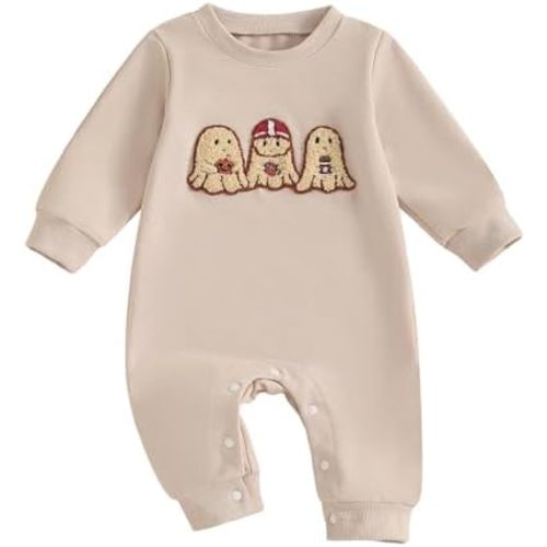 Sasaerucure Baby Boy Halloween Ghost Embroidery Romper Jumpsuit